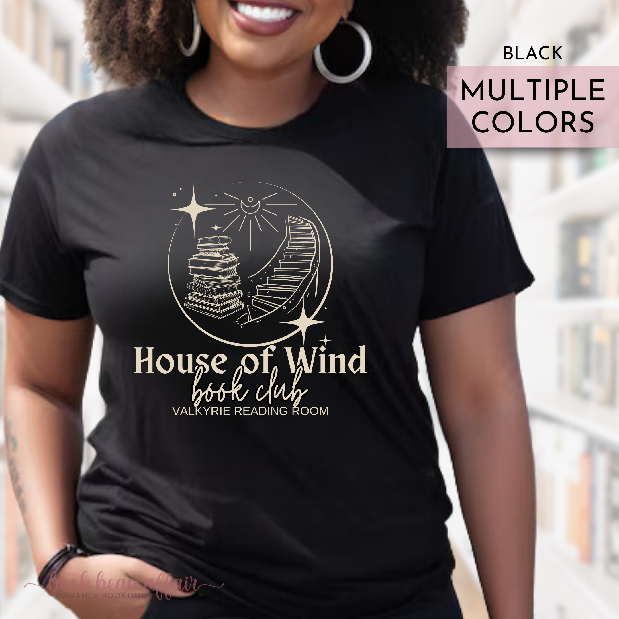 House of Wind Book Club, Valkyrie Reading Room, ACOTAR shirt, Rhysand, Nesta Cassian, Black Tee