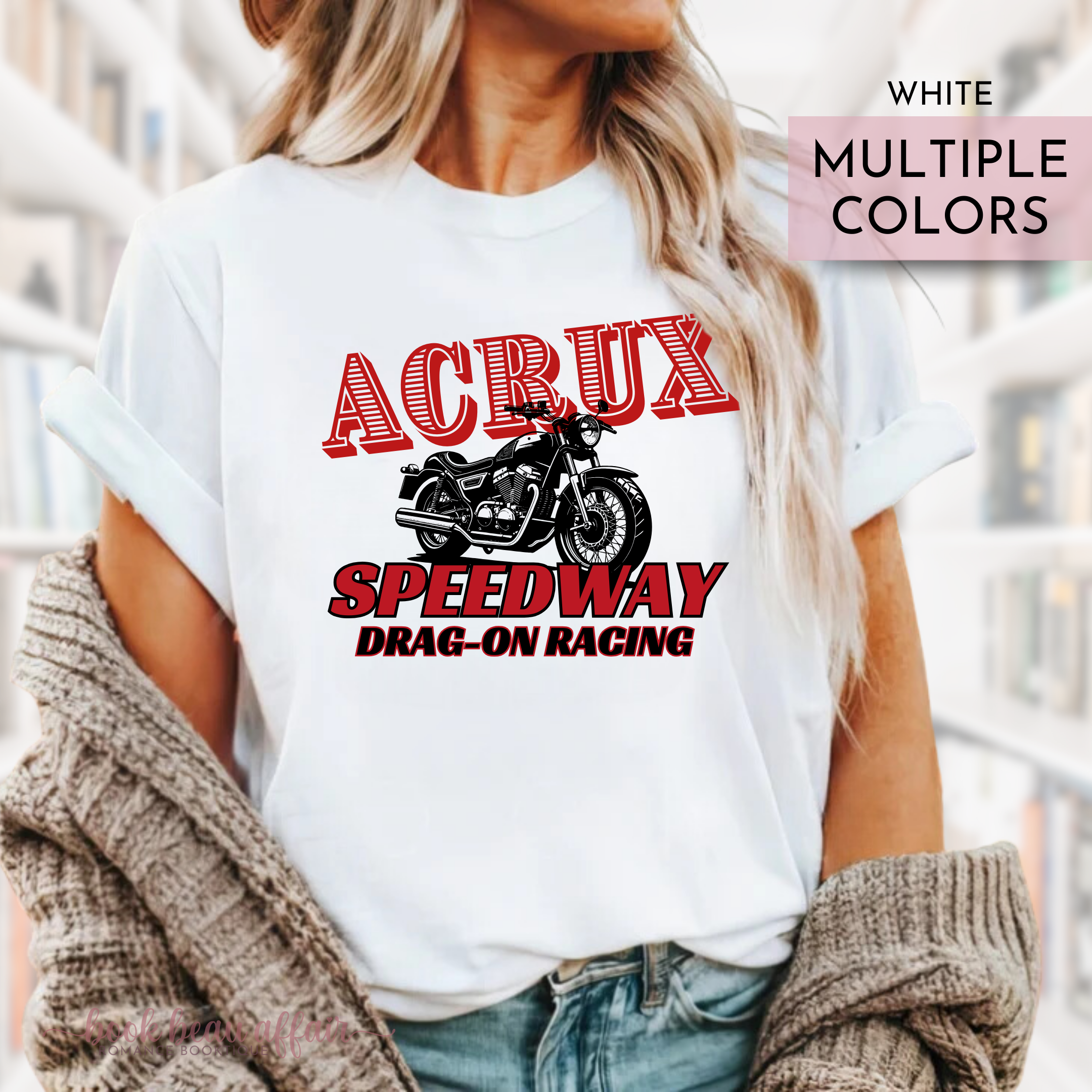 Darrius Acrux Speedway, Drag-on Racing, Dragons, Bookish Tee, Zodiac Academy Tee, White shirt