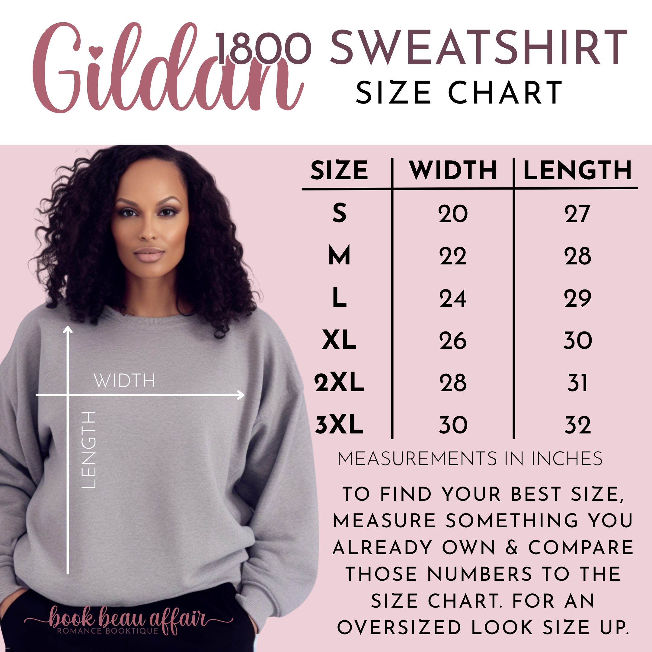 Gildan 18000 50/50 fleece crew neck sweatshirt size chart size up for oversized