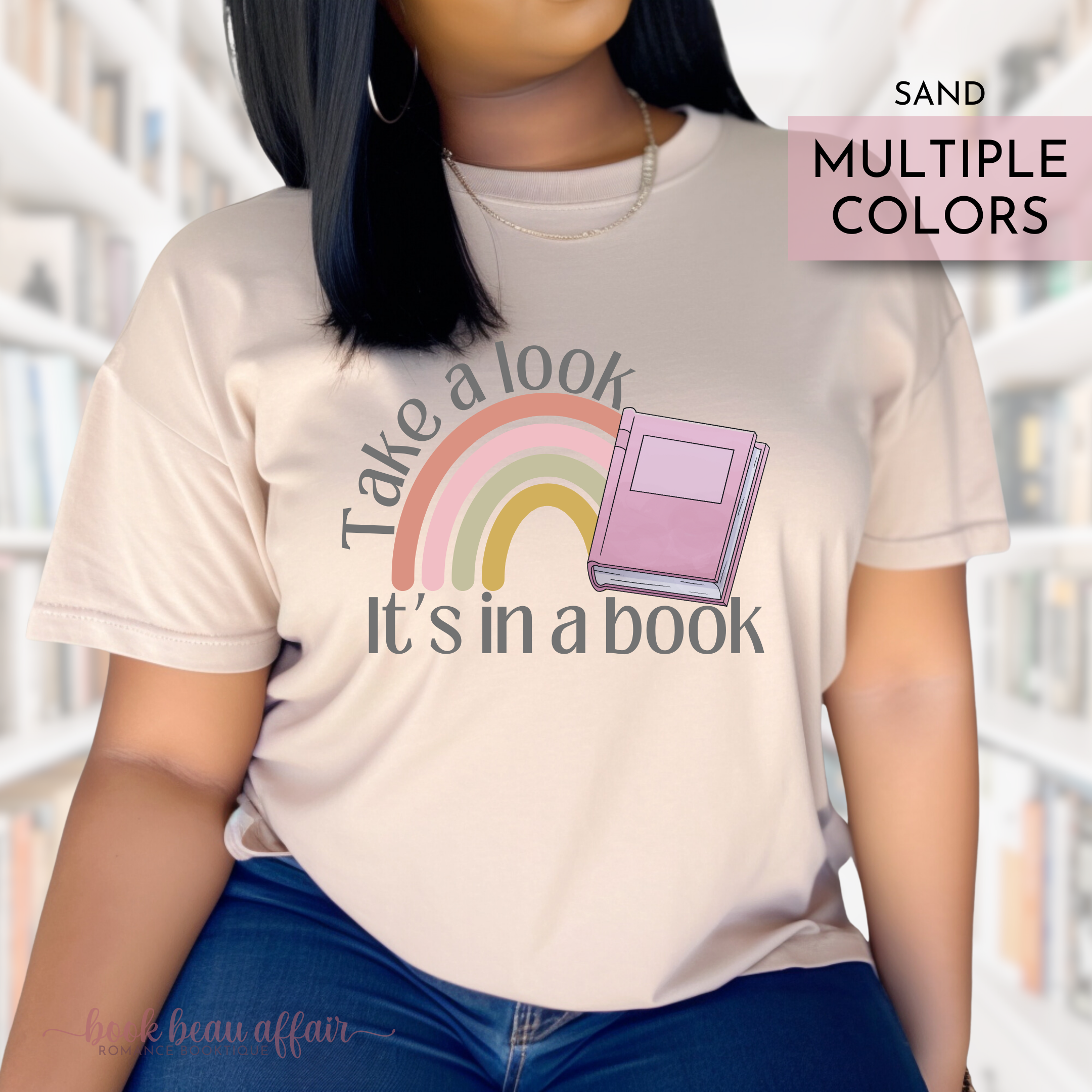 Take a Look. It's in a Book. Reading Rainbow. Bookish shirt. SAND TAN Tee.