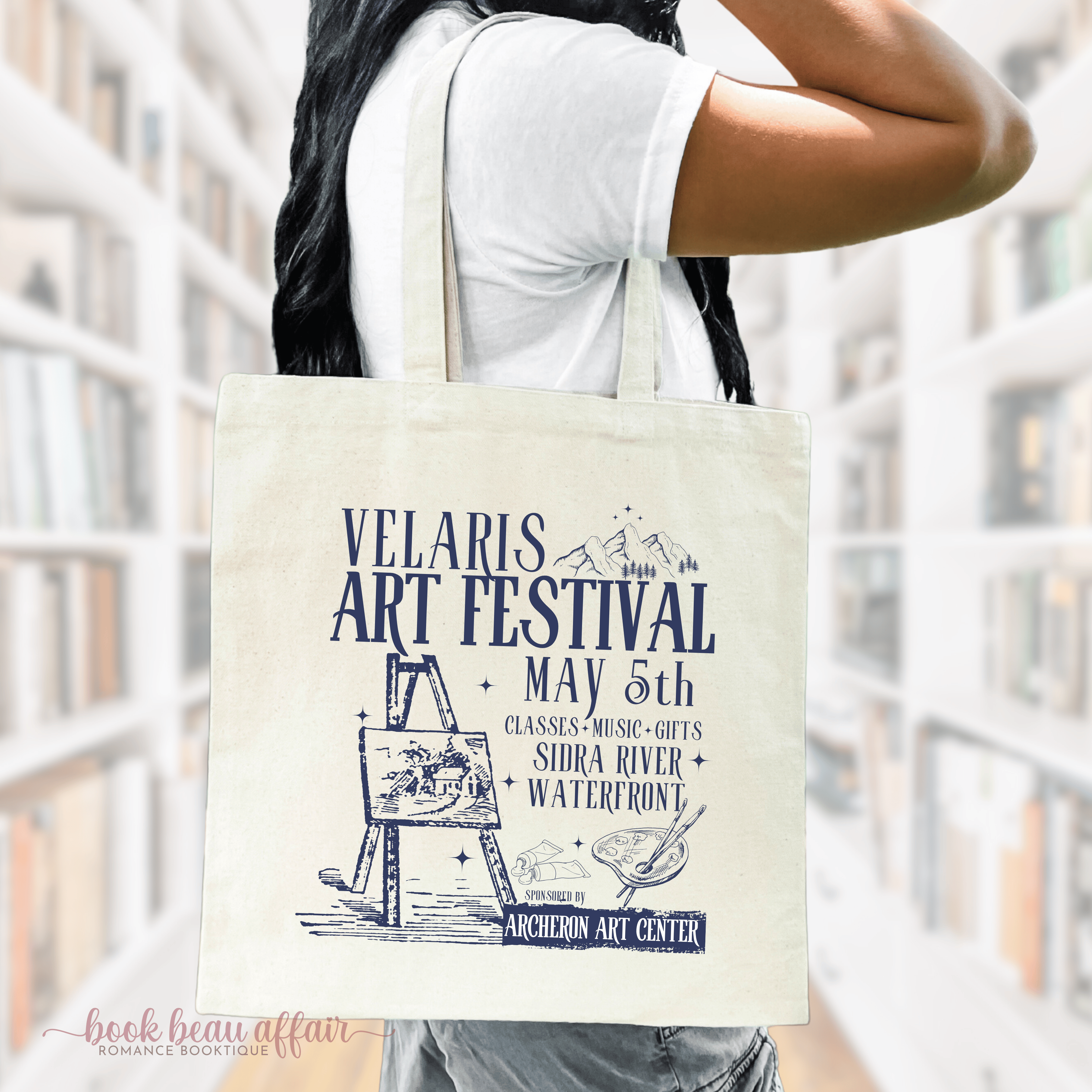 Tote Bag - Velaris Art Festival Sponsored by Archeron Art Center ACOTAR Tote Bag, Bookish tote, book tote bag, natural