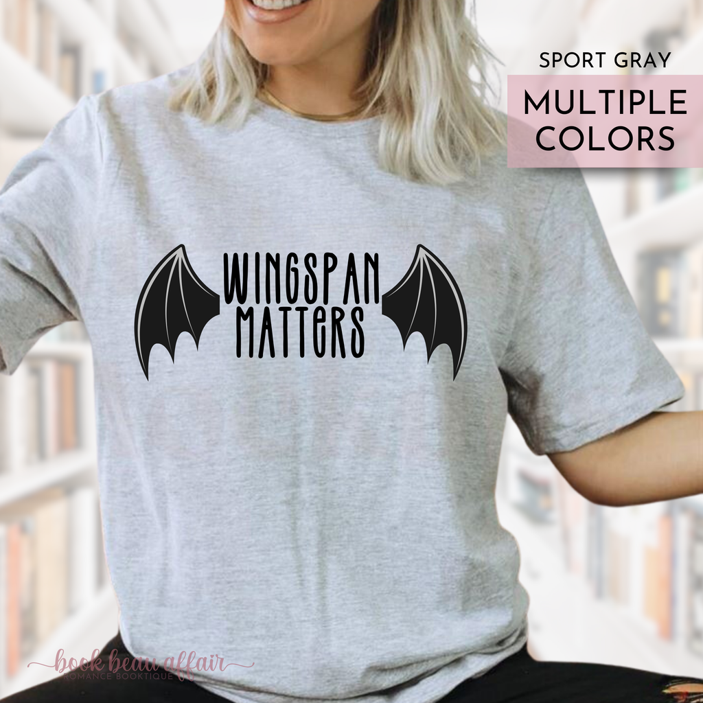 Wingspan Matters, Bat Wings, Bat Boys, Acotar Shirt, Bookish shirt, Romantasy, Rhysand, Sport Gray shirt