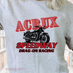 Close up of Darrius Acrux Speedway, Drag-on Racing, Dragons, Bookish Tee, Zodiac Academy Tee, gray shirt