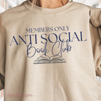 close up Anti Social Book Club Sweatshirt, Members only, bookish crew sand tan Sweatshirt