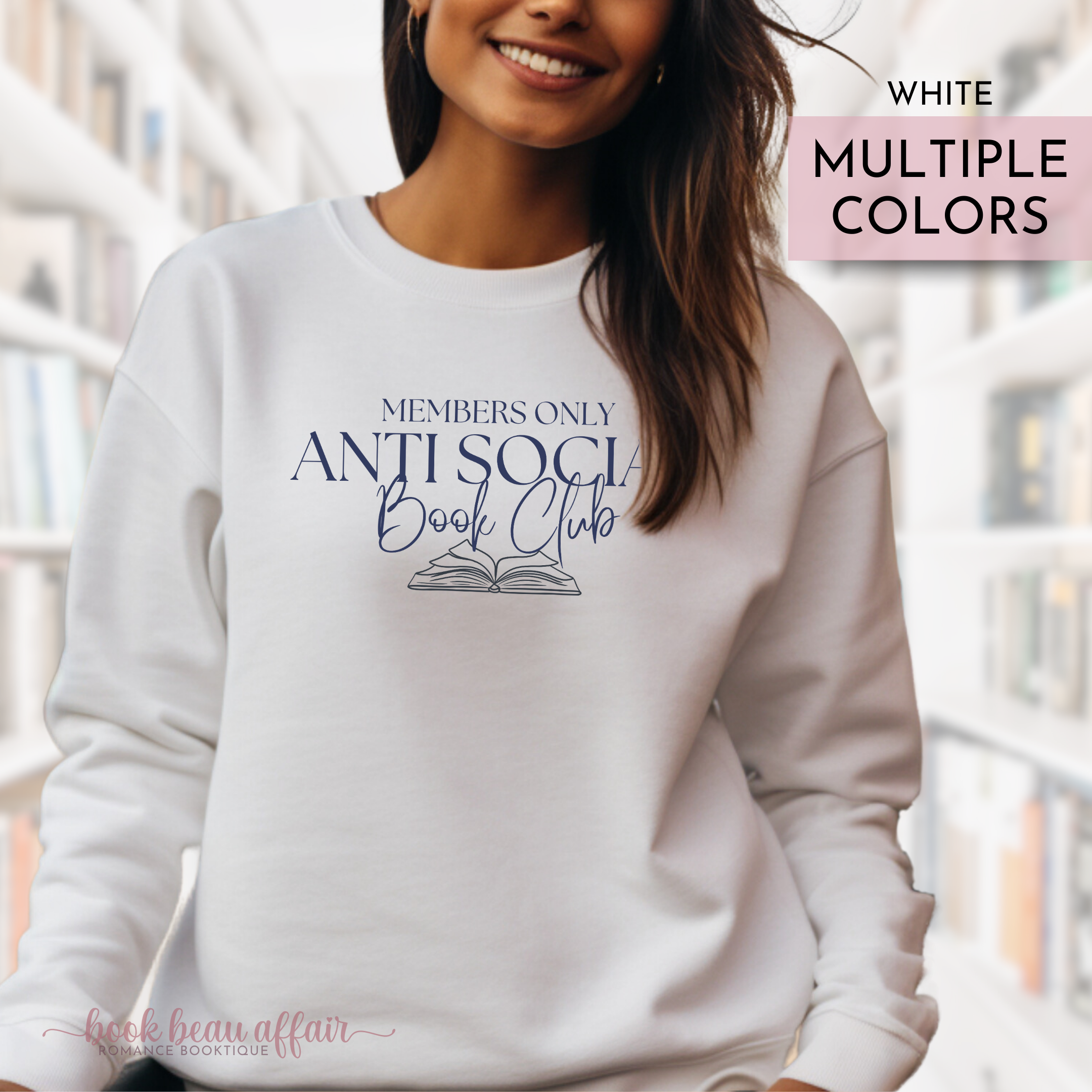 Anti Social Book Club Sweatshirt, Members only, bookish crew White Sweatshirt