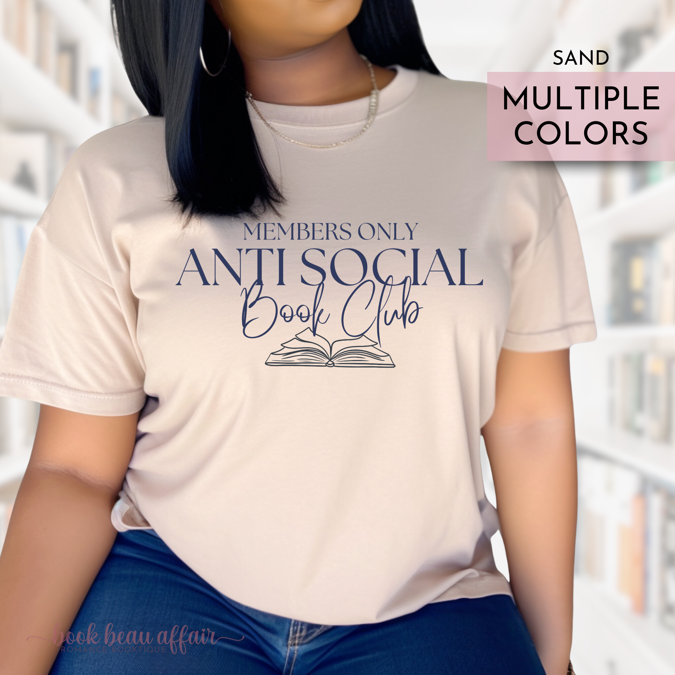 Anti Social Book Club Tshirt, Members only, Don't bother me I'm reading, Bookish shirt, Sand