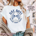 White t-shirt with 'BAT BOYS' graphic design featuring bat wings and a mountain side. With additional text that says Rhysand, Azriel, Cassian