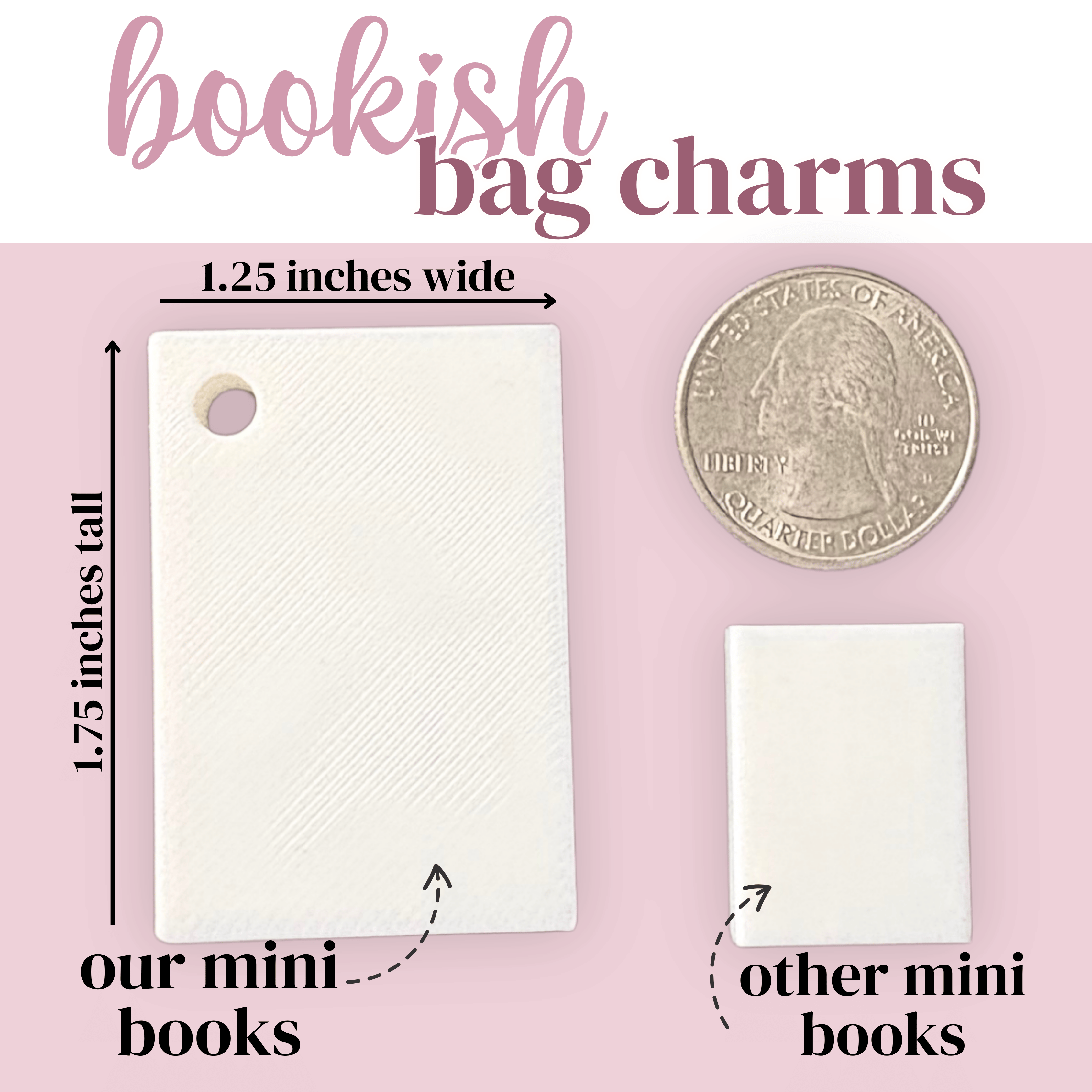 custom bookish bag charm | 3 books