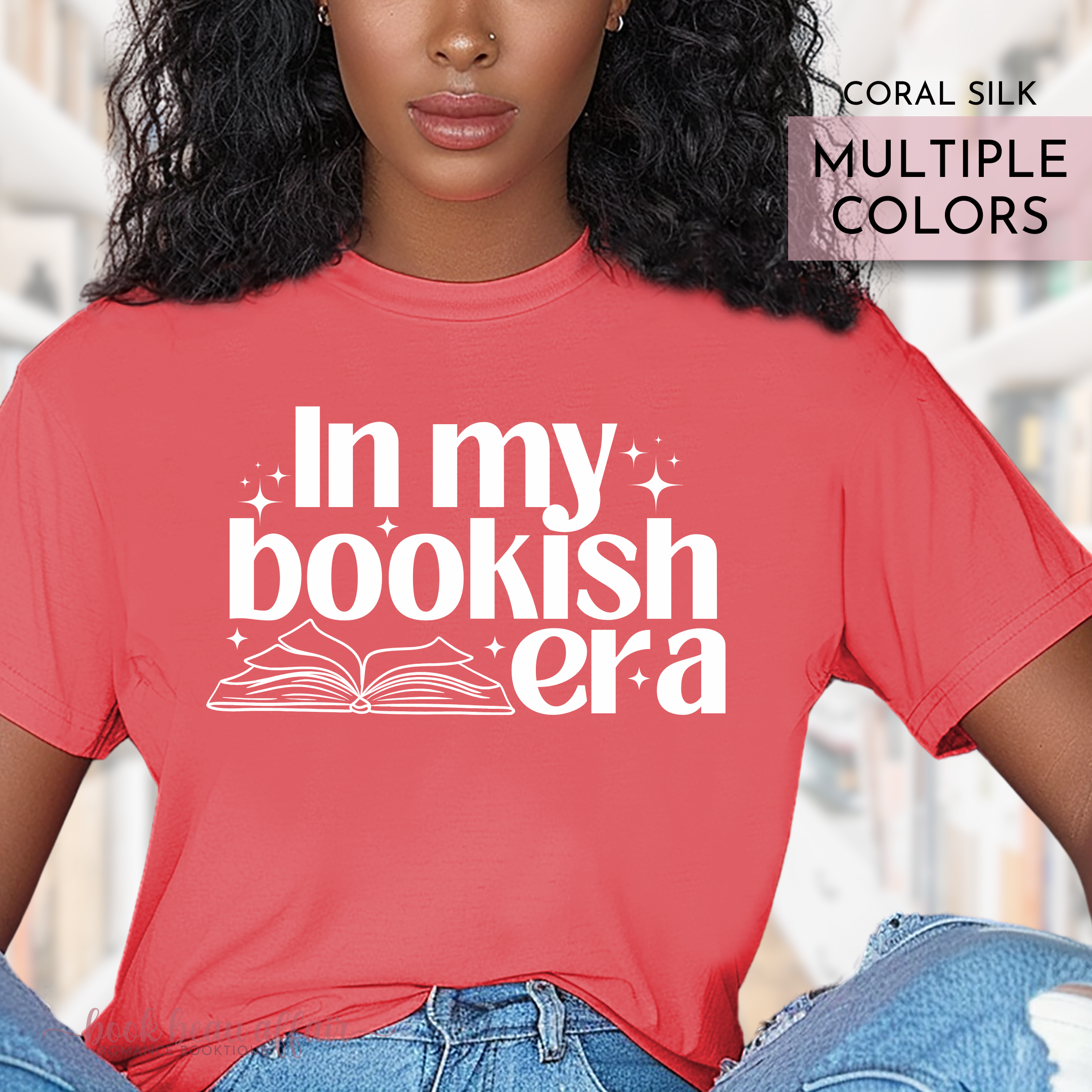 In my bookish era, bookish tee, swiftie tee, taylor swift inspired, book lover tee, coral silk tee