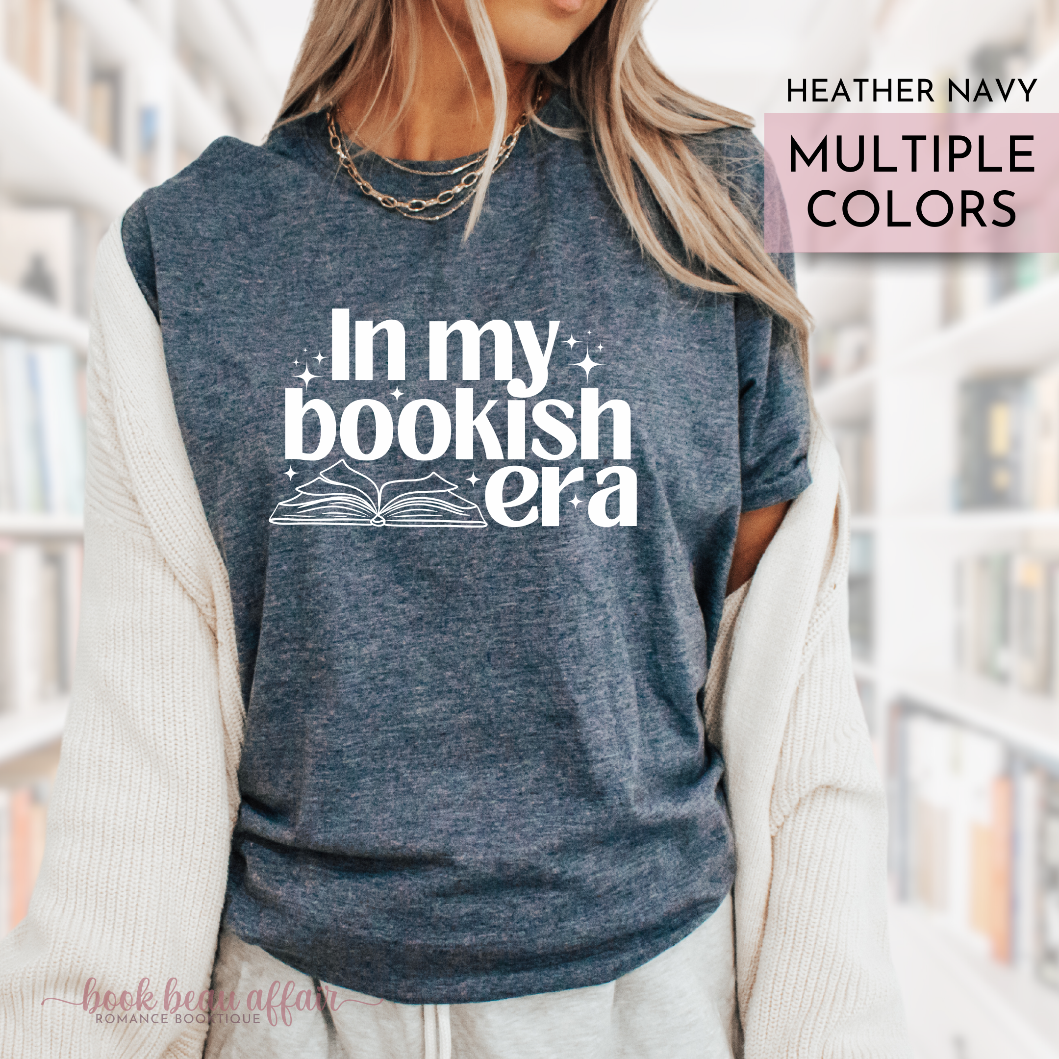 In my bookish era, bookish tee, swiftie tee, taylor swift inspired, book lover tee, navy blue tee