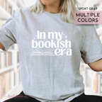 In my bookish era, bookish tee, swiftie tee, taylor swift inspired, book lover tee, sport gray tee