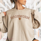 Bookworm and heart sweatshirt, crew neck bookish shirt, Sand