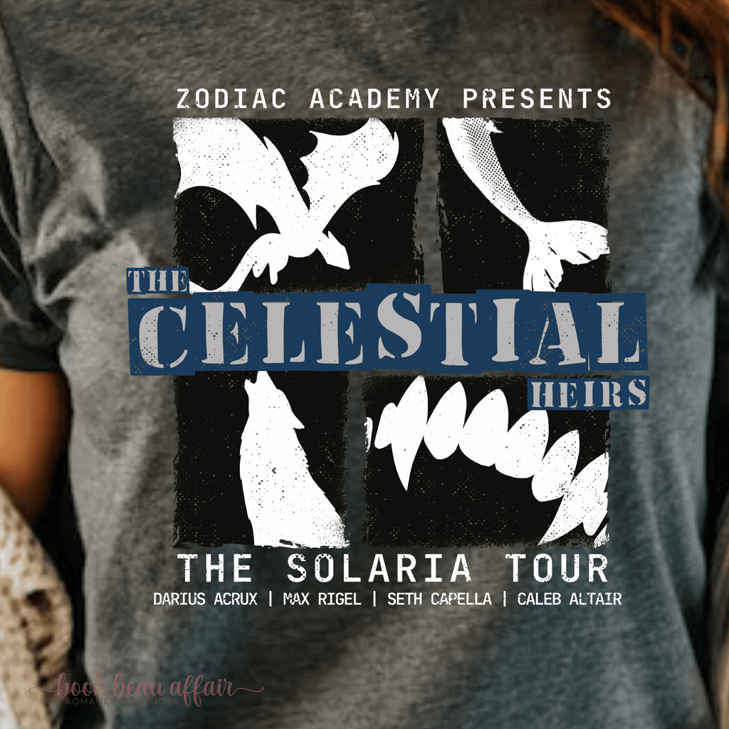 Close Up of Zodiac Academy Presents The Celestial Heirs:  Darius Acrux, Seth Capella, Caleb Altair and Max Rigel. Heather Dark Gray