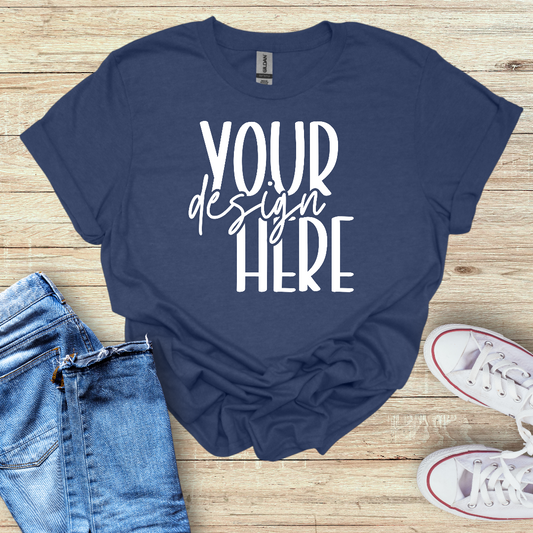 Your Design Here, Heather Navy shirt, Custom graphic tee order