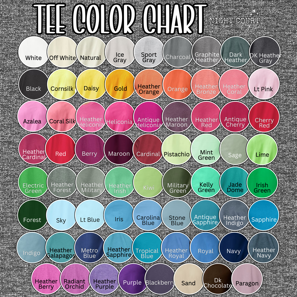 Colors available for Gildan 64000 Softstyle Tee