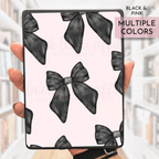 Pink kindle insert with pink background and black bows
