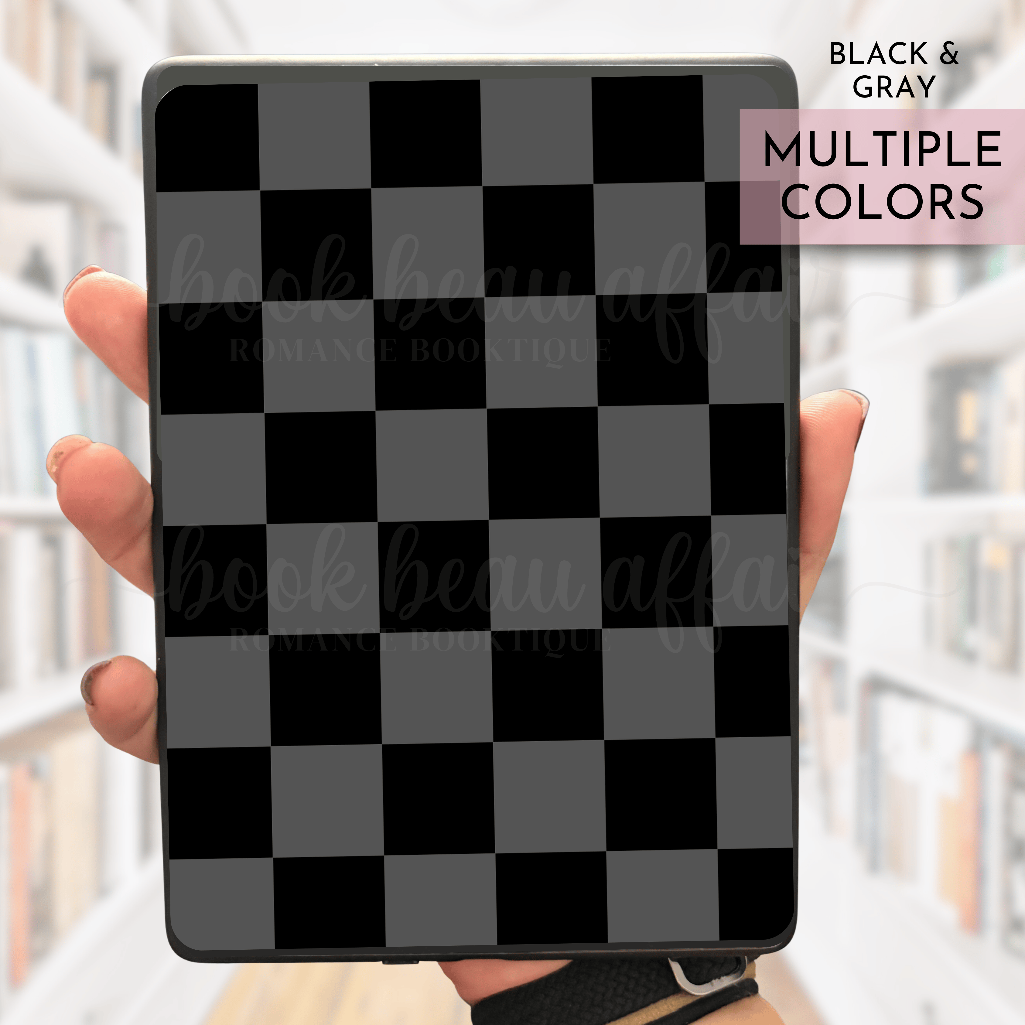 Black and gray checkerboard kindle insert