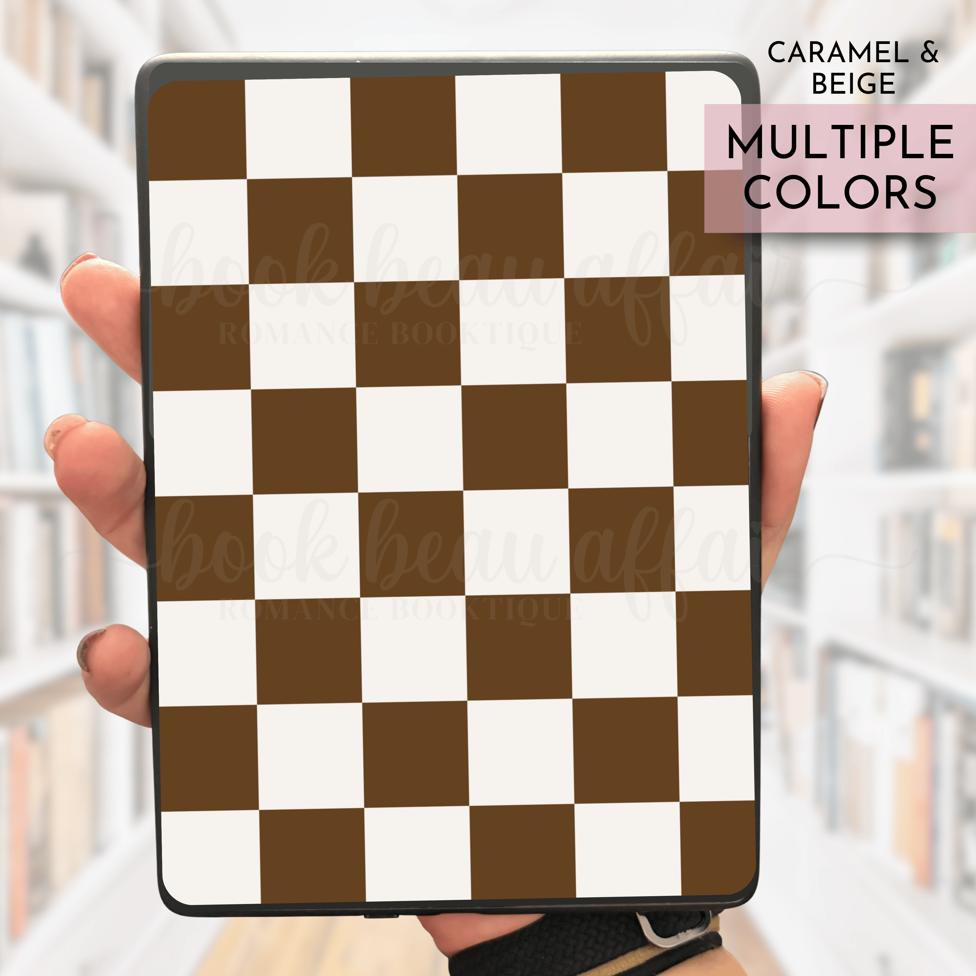 Brown and Beige Checkered Kindle Case Insert