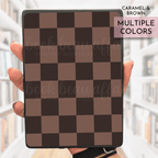 Caramel and Brown Checkered Kindle Case Insert