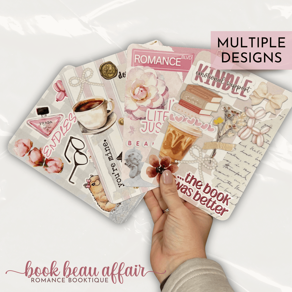 a group of romance themed kindle case inserts