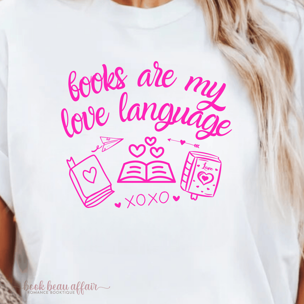 CLOSE UP Valentines day book shirt, valentines shirt, bookish shirt, books are my love launguage shirt, book lover shirt, white