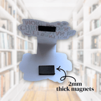 inside of magnetic bookmark showing the 2mm thick magnets 