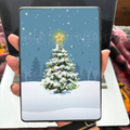 Kindle case insert with christmas tree and a snowy night sky