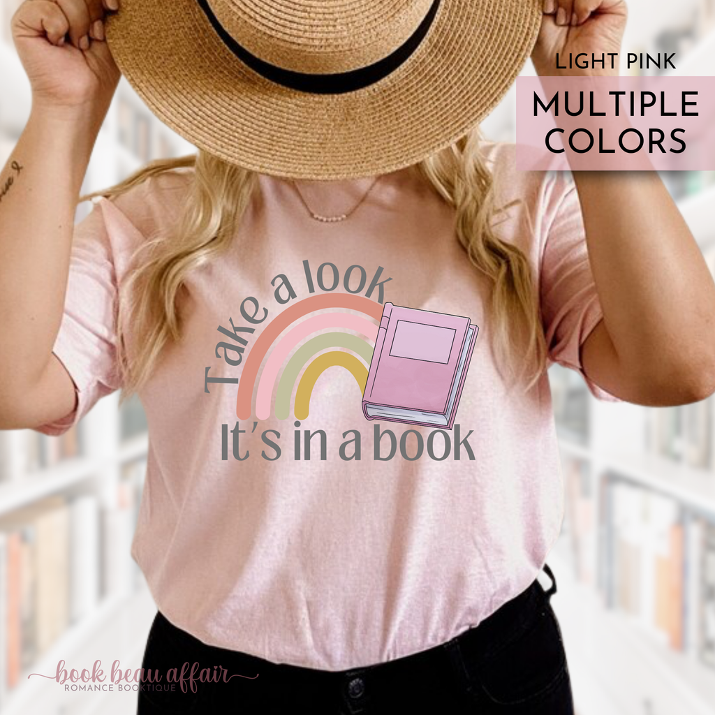 Take a Look. It's in a Book. Reading Rainbow. Bookish shirt. LIGHT PINK Tee.