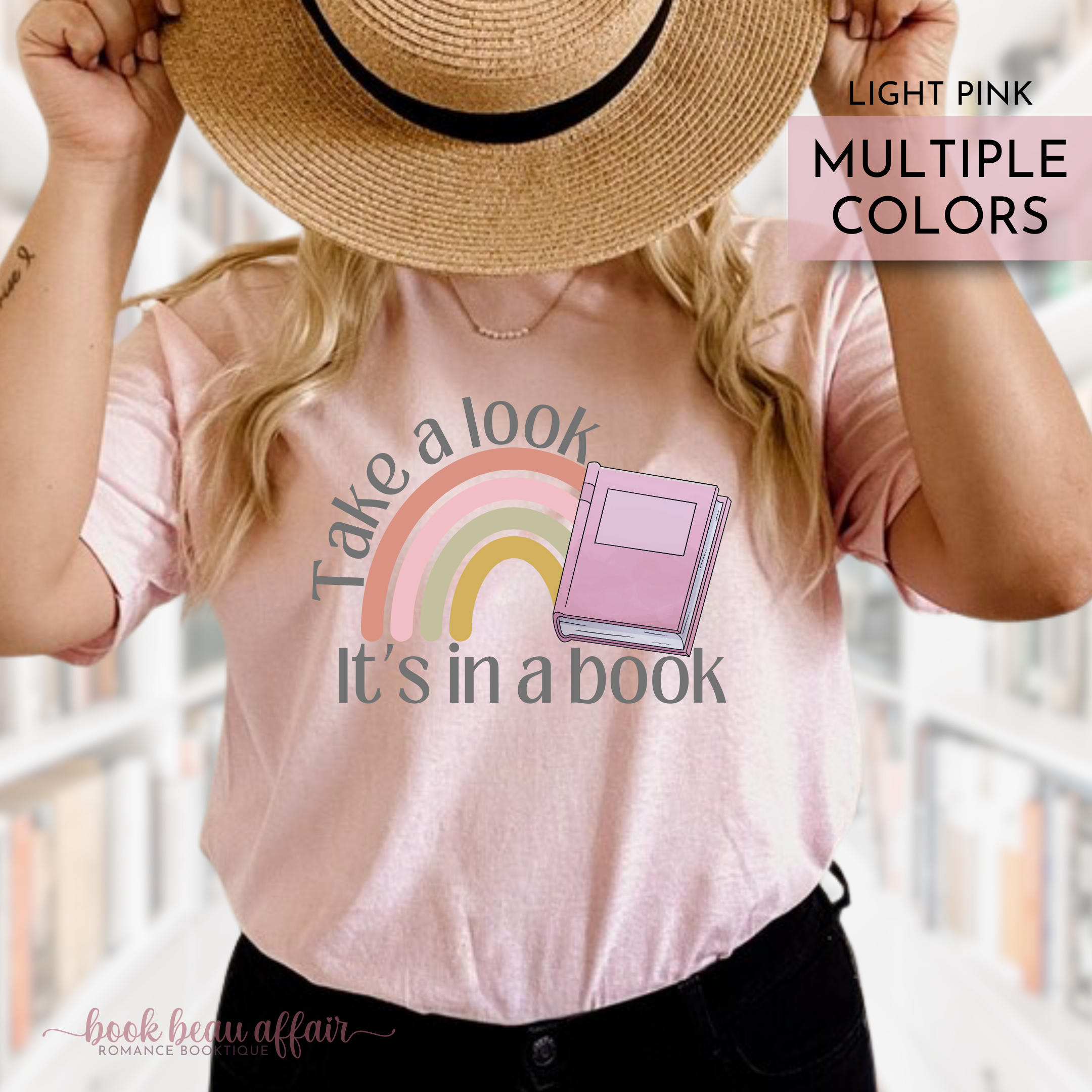 Take a Look. It's in a Book. Reading Rainbow. Bookish shirt. LIGHT PINK Tee.