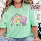 Take a Look. It's in a Book. Reading Rainbow. Bookish shirt. MINT GREEN Tee.