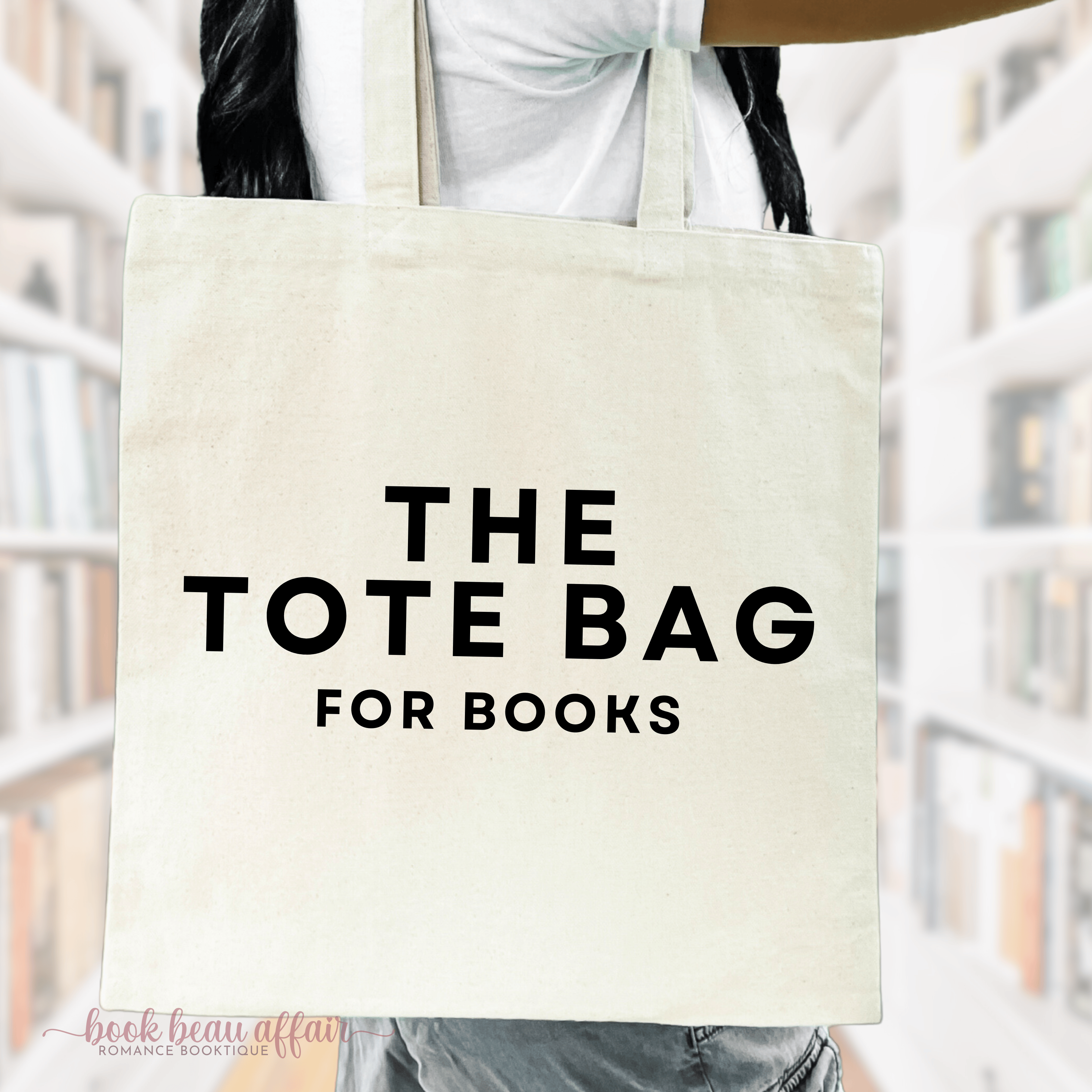 Close up of The Tote Bag, For Books, Marc Jacobs Inspired, Bookish tote bag, Natural, Beige, Tan